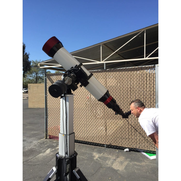 A Man Using Lunt 230mm Double Stack Solar Telescope with 34mm Blocking Filter Outdoors