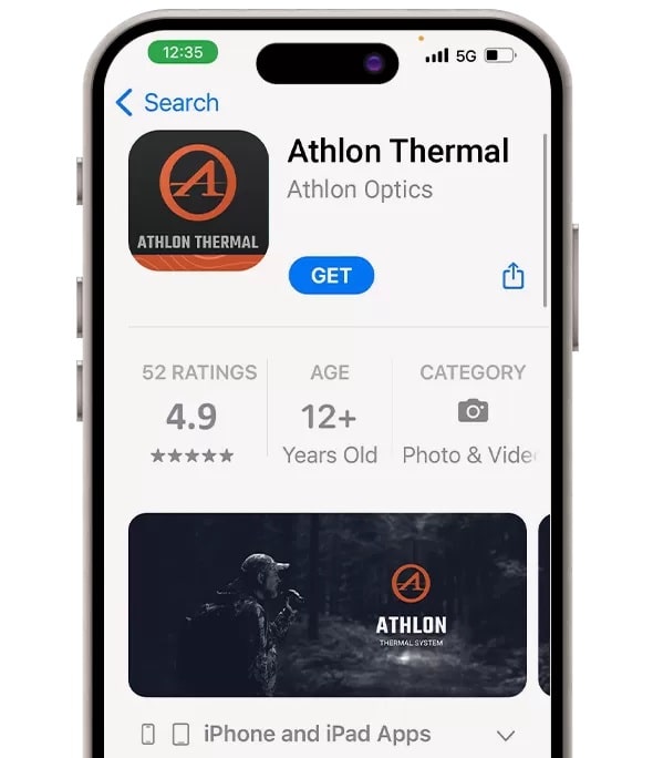 Athlon Cronus 2.6-10.4x ATS 35M-400 Thermal Monocular Mobile App