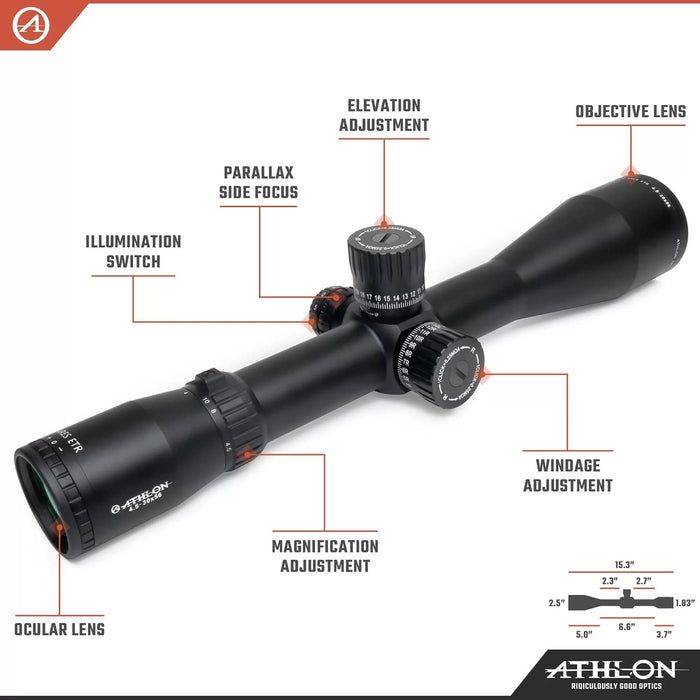 Athlon Optics Ares ETR 4.5-30x56mm APLR5 FFP IR MOA UHD Riflescope Body Parts