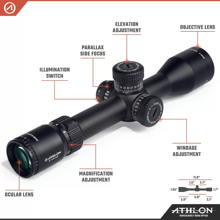 Athlon Optics Helos BTR GEN2 2-12x42mm AHMR2 FFP IR MOA Riflescope Body Parts