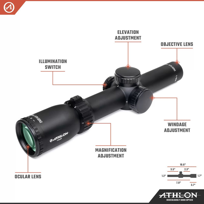 Athlon Optics Midas BTR GEN2 1-6x24mm ATSR16 MOA HD Riflescope Body Parts