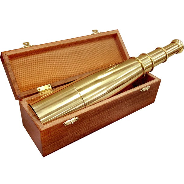 Barska 18x50mm Collapsible Anchormaster Classic Brass Spyscope In Mahogany Chest
