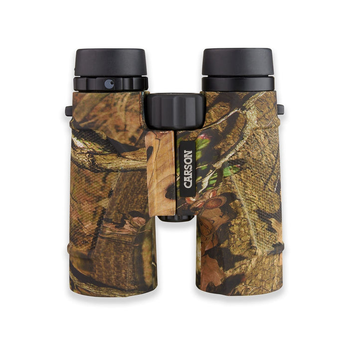 Carson 3D Series 10x42mm ED Glass Binoculars in Mossy Oak Body Standing Straight