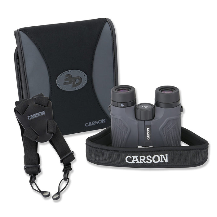 Carson 3D Series 8x32mm HD Binoculars with Shoulder Harness, Neck Strap and Carrying Case