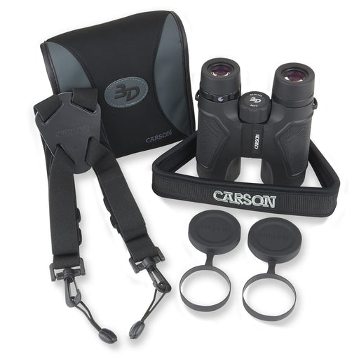 Carson 3D Series 8x42mm HD Binoculars with ED Glass Included Accessories
