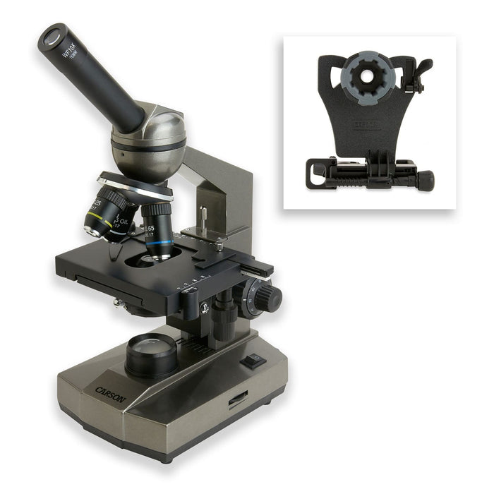 Carson Intermediate 100x-1000x LED Compound Microscope Body and Smartphone Adapter 