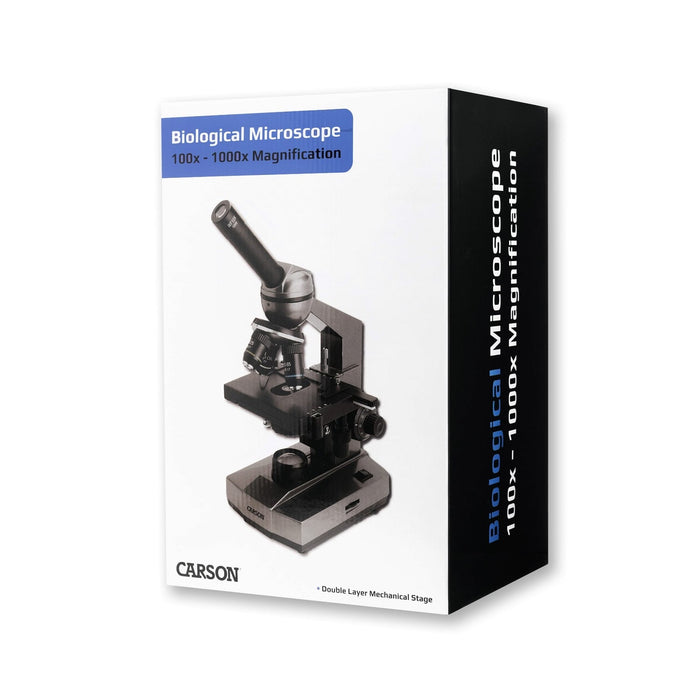 Carson Intermediate 100x-1000x LED Compound Microscope with Mechanical Stage Box