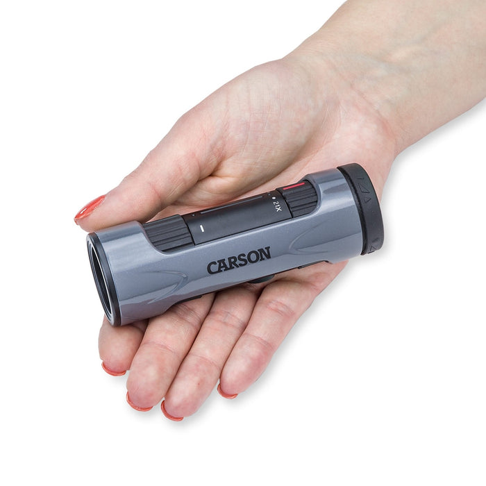 Carson MonoZoom™ 7-21x21mm Monocular Body on Palm of Hand