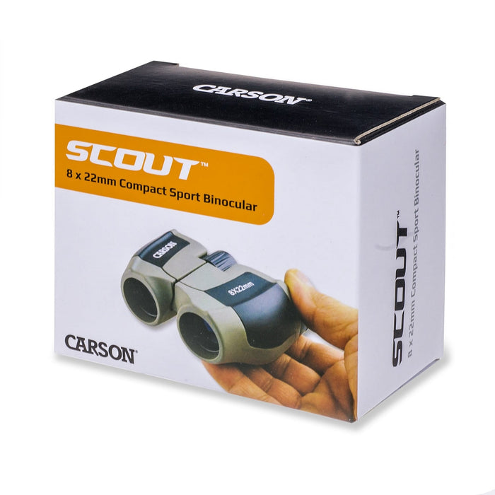 Carson Scout™ Series 8x22mm Compact Binoculars Front Box Profile