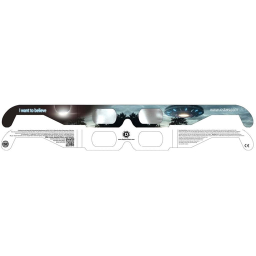 Daystar I Want to Believe Alien Style Funner Eclipse Solar Glasses Body Front and Back Profile