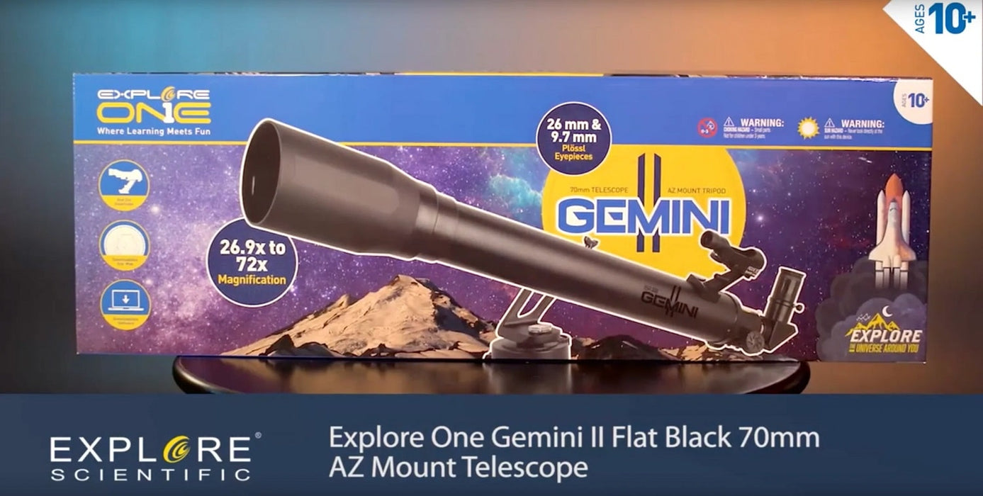 Explore One Gemini II Flat Black 70mm AZ Mount Telescope Box