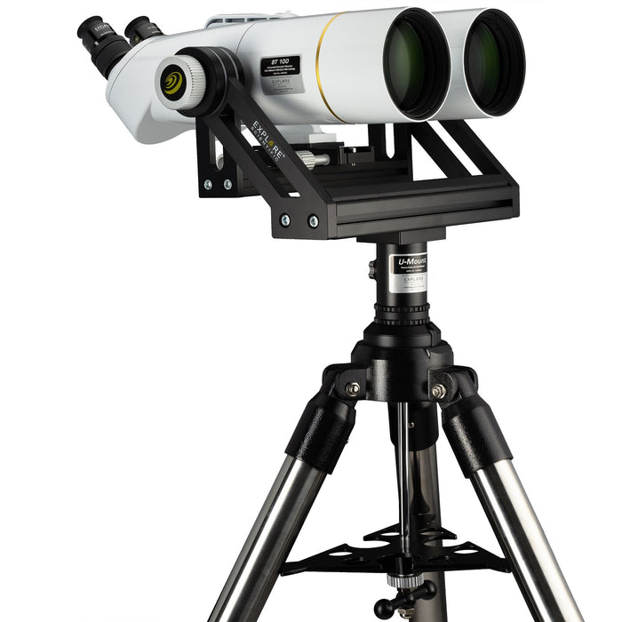 Explore Scientific 28x100mm BT-100 SF Large Binoculars with 62 Degree LER Eyepieces In U Mount Tripod