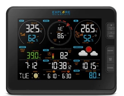 Explore Scientific 7-in-1 WiFi Professional Weather Station with Weather Underground LCD