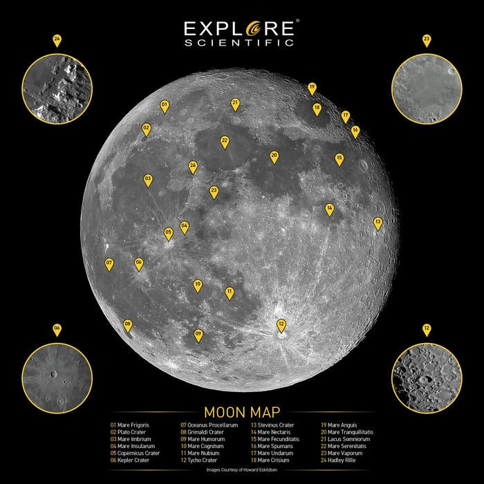 Explore Scientific FirstLight 10-inch f/5 Dobsonian Telescope Package Moon Crater Map