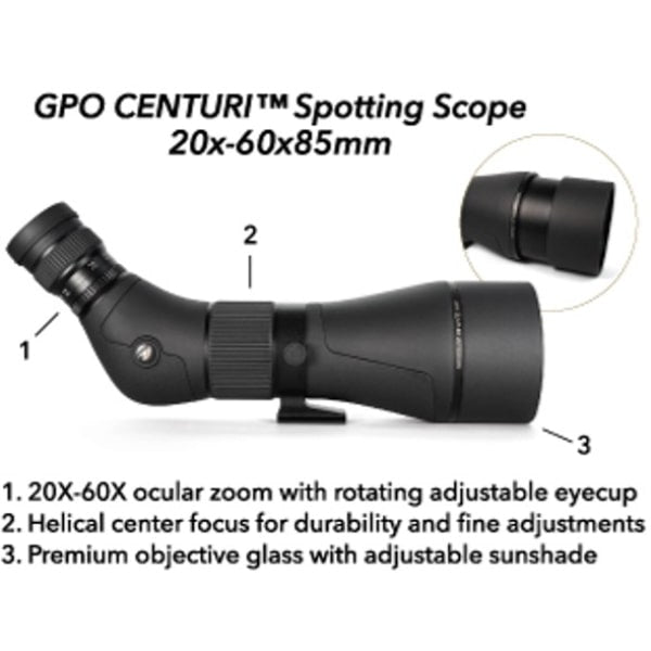 German Precision Optics Centuri 20-60x85mm Spotting Scope Features