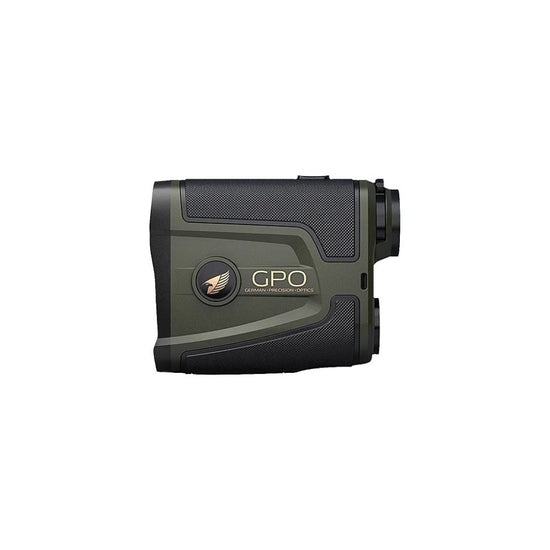 German Precision Optics GPO Rangetracker 1800 6x20mm Handheld Rangefinder Green Variant  Left Side Profile of Body  