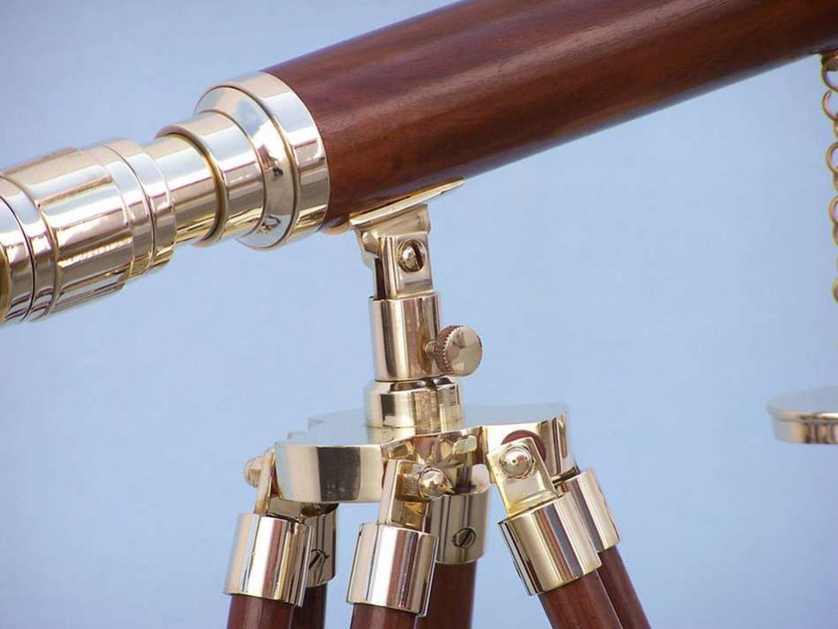 Hampton Nautical 30-Inch Floor Standing Harbor Master Brass/Wood Telescope Tripod Body with Knob