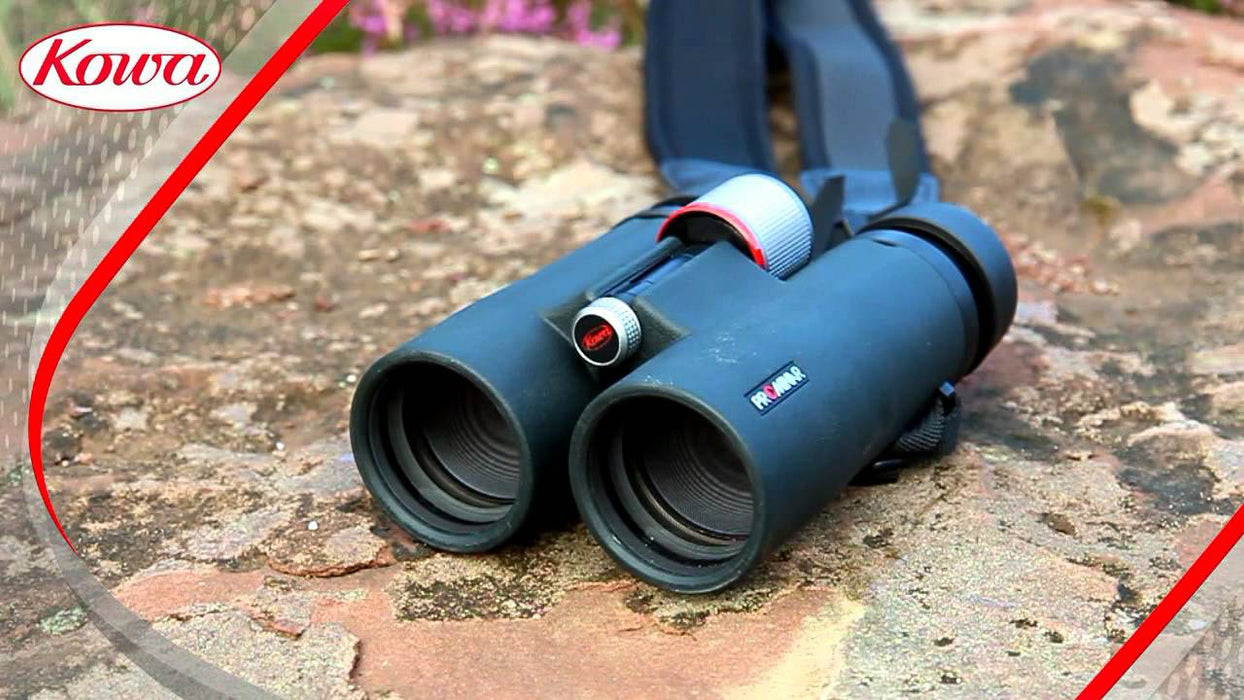 Kowa BD-XD 10x56mm Prominar Roof Prism Binocular Lying On A Rock Outdoors