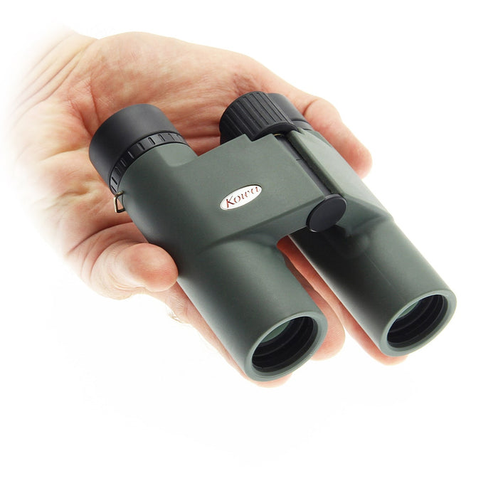 Kowa BD25 8x25mm BD Roof Prism Compact Binoculars - Green Body On The Palm Of Hand