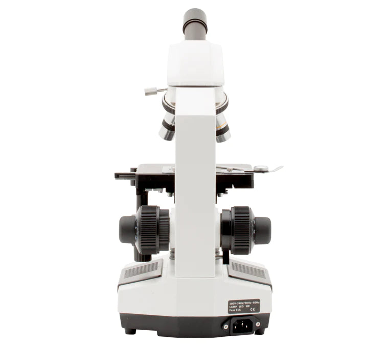 LW Scientific Revelation III DIN - 4 Objective Microscope Monocular Back Profile