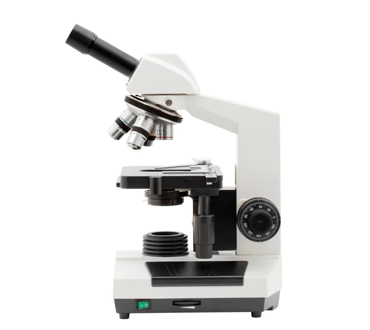 LW Scientific Revelation III DIN - 4 Objective Microscope Monocular Right Side Profile of Body  