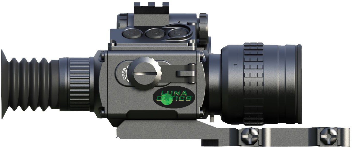 Luna Optics 6-36x50mm Gen 3 Digital Day-Night Riflescopes with 700m Laser Rangefinder Body Side Profile Right