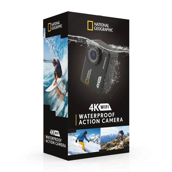 National Geographic 4K Waterproof Action Camera with WiFi Box Front Profile Right