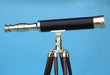 Stanley London 19-Inch Engravable Leather Sheathed Brass Desktop Harbormaster Telescope and Hardwood Tripod