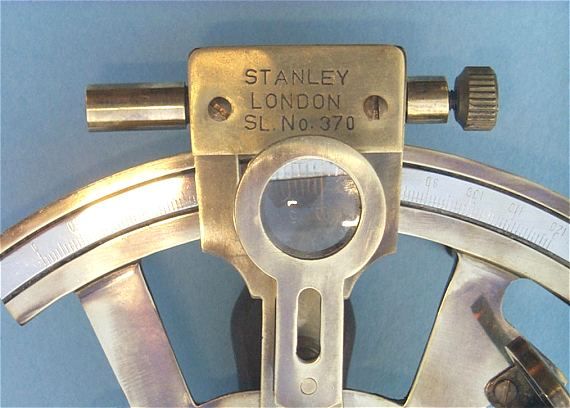 Stanley London Antique Patina 4-Inch Brass Sextant Magnifier and Vernier Scale