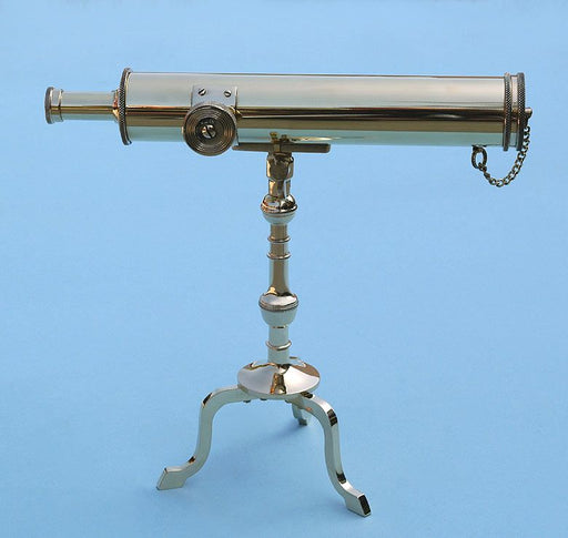 Stanley London Engravable 10-inch Victorian Polished Brass Desk Telescope