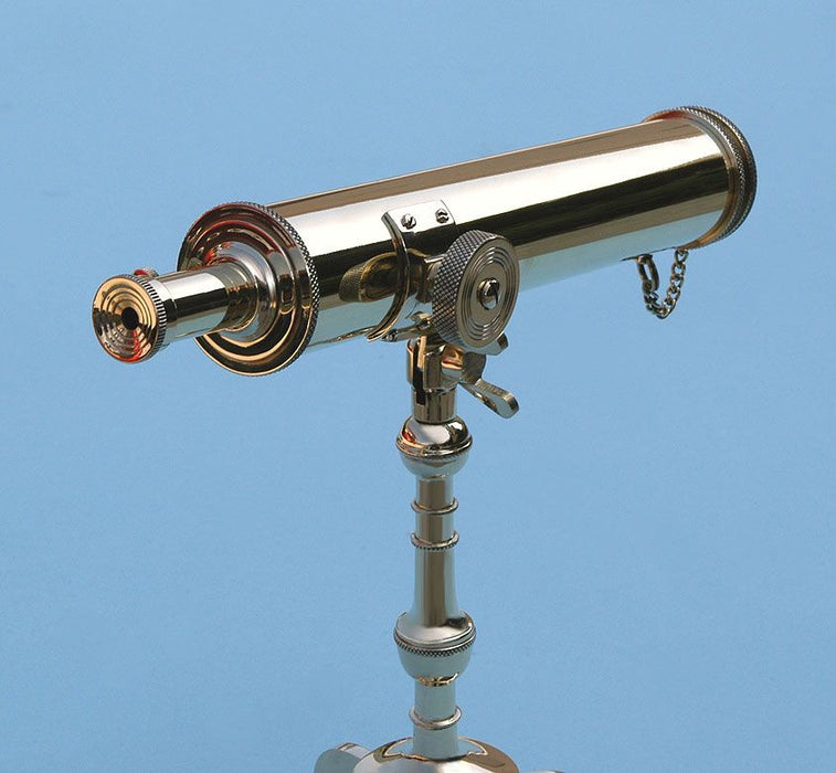 Stanley London Engravable 10-inch Victorian Polished Brass Desk Telescope Body Side Profile Right