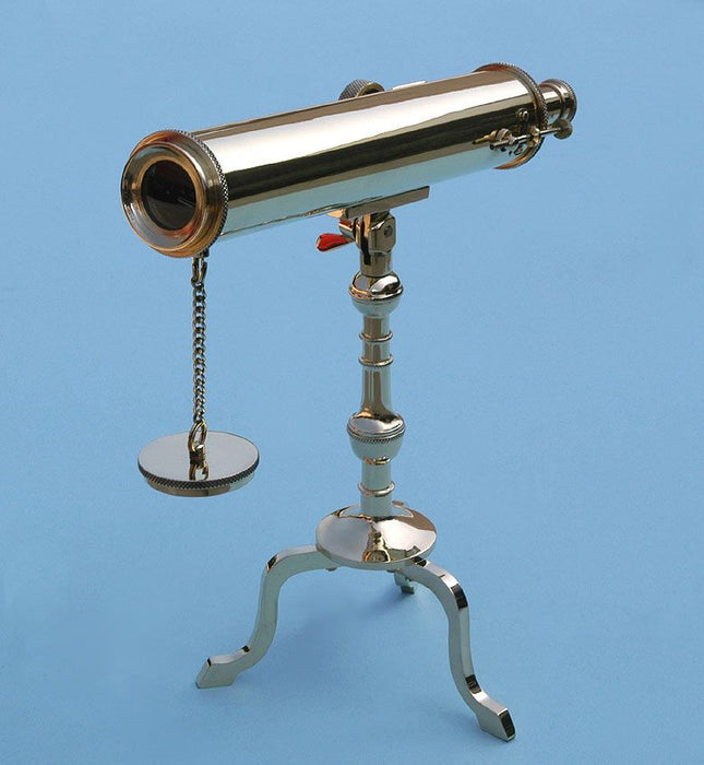 Stanley London Engravable 10-inch Victorian Polished Brass Desk Telescope With Lens Cap