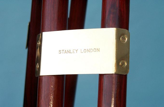 Stanley London Engravable 30-Inch Leather Sheathed Brass Harbormaster Telescope with Hardwood Tripod Leg Brace with Engraving