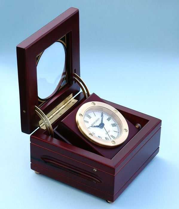 Stanley London Engravable Boxed Quartz Clock In Satin Finish Mahogany Case Body