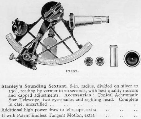 Stanley London Engravable Brass Sounding Sextant Description