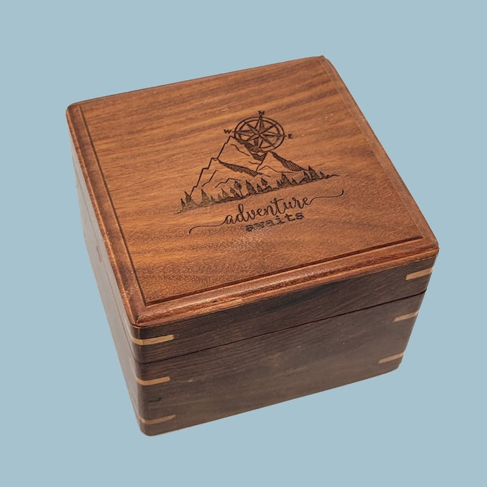 Stanley London Engravable Standard Antique Brass Desk Compass Engraved Wooden Box