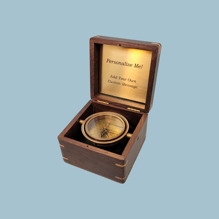 Solid Brass Pocket Compass custom engraving