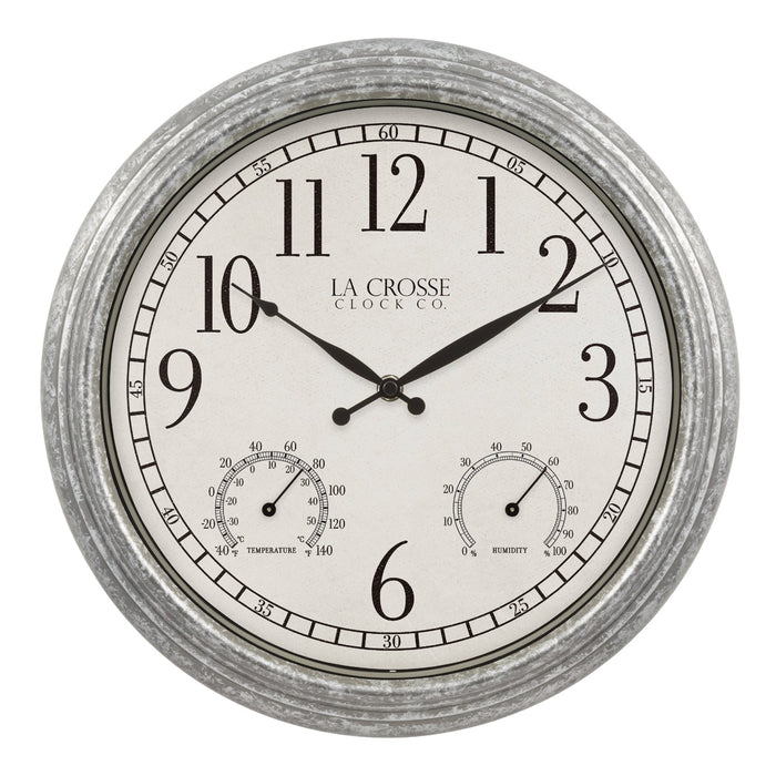 La Crosse Technology 14 inches Silas In/Outdoor Wall Clock with Temp and Humidity
