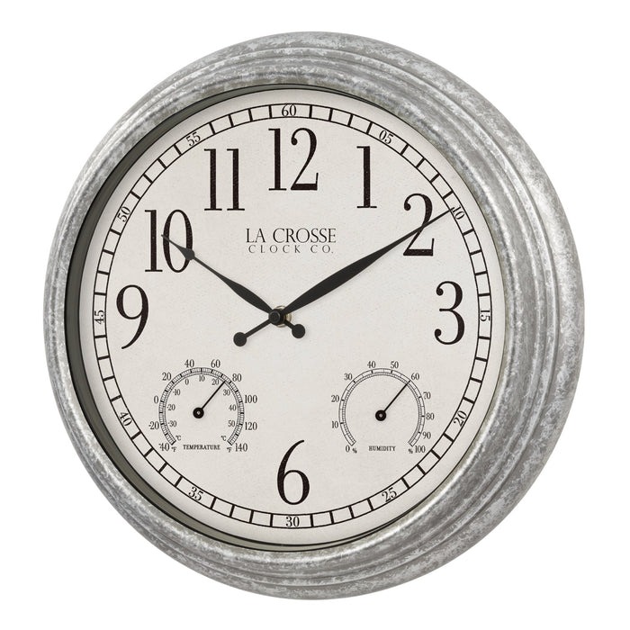 La Crosse Technology 14 inches Silas In/Outdoor Wall Clock with Temp and Humidity