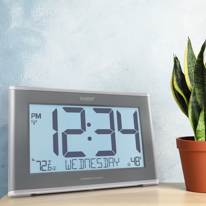 La Crosse Technology Jumbo Atomic Wall Clock with Indoor Temp, Humidity and Backlight