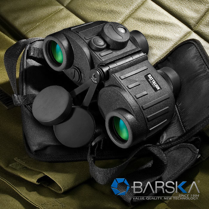 Barska 8x30mm WP Battalion Range Finding Reticle Illuminated Compass Binoculars with Carrying Case