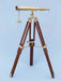 Hampton Nautical 30-Inch Floor Standing Harbor Master Brass Telescope Body on Tripod Side Profile Left