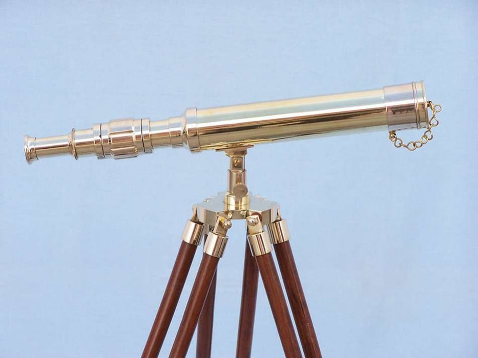 Hampton Nautical 30-Inch Floor Standing Harbor Master Brass Telescope on Tripod with Lens Cap