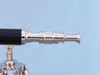 Hampton Nautical 30-Inch Floor Standing Harbormaster Chrome - Leather Telescope Eyepiece
