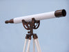Hampton Nautical 50-Inch Floor Standing Antique Copper with White Leather Anchormaster Telescope Body Mounted on Tripod