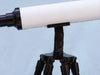 Hampton Nautical 50-Inch Floor Standing Oil-Rubbed Bronze-White Leather with Black Stand Harbor Master Telescope Tripod Body with Engraved Name