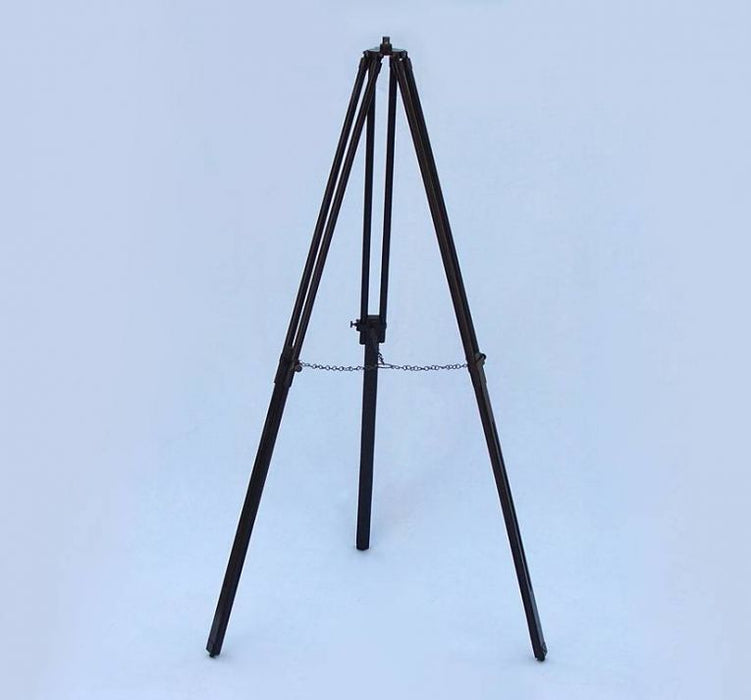 Hampton Nautical 50-Inch Floor Standing Oil-Rubbed Bronze White Leather with Black Stand Anchormaster Telescope Tripod with Extended Legs and Chain