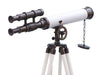 Hampton Nautical 50-Inch Floor Standing Oil Rubbed Bronze with White Leather Griffith Astro Telescope
