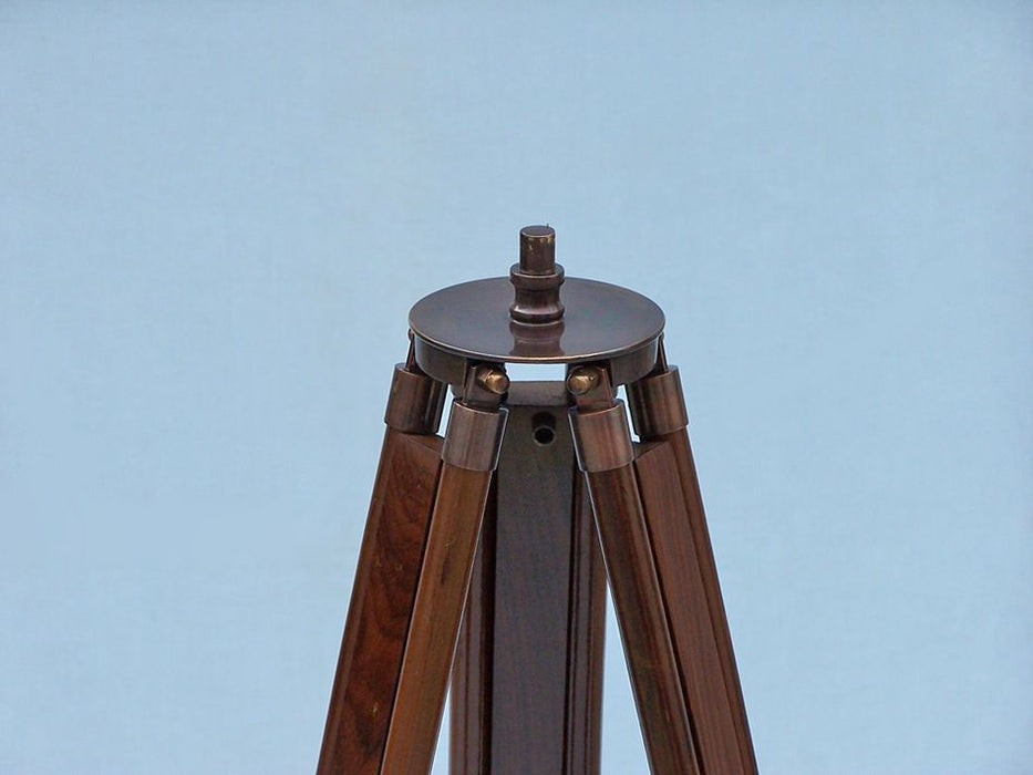 Hampton Nautical 60-Inch Admirals Floor Standing Antique Copper with Leather Telescope Tripod Base