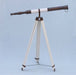 Hampton Nautical 60-Inch Admirals Floor Standing Antique Copper with White Leather Telescope Mounted on Tripod